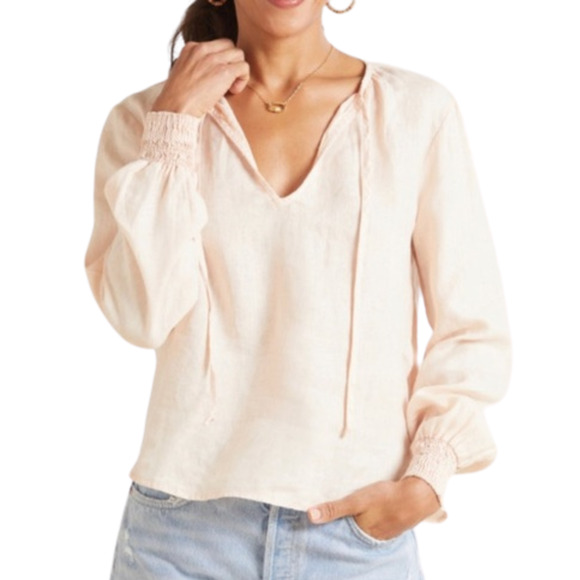 CLOTH & STONE Washed Linen Top in Spanish Rose Long Sleeve Women's Small - Picture 1 of 6